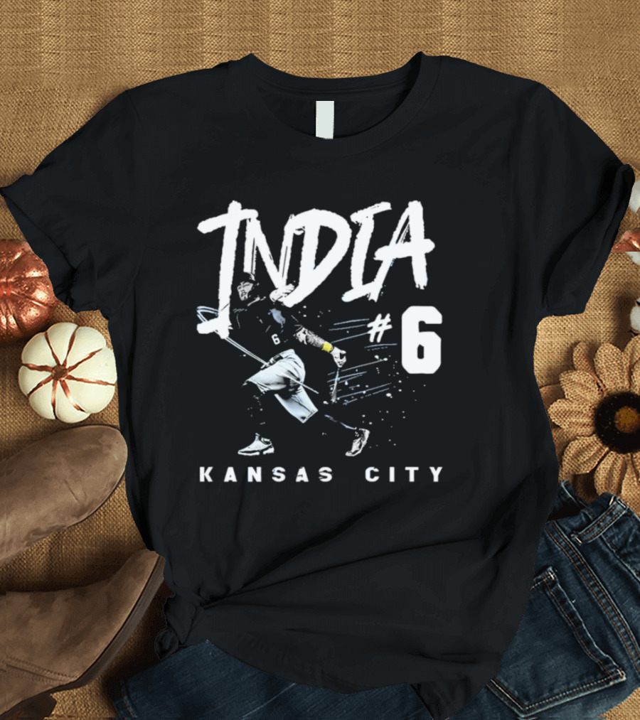 Kansas City India #6 Baseball Player T-Shirt