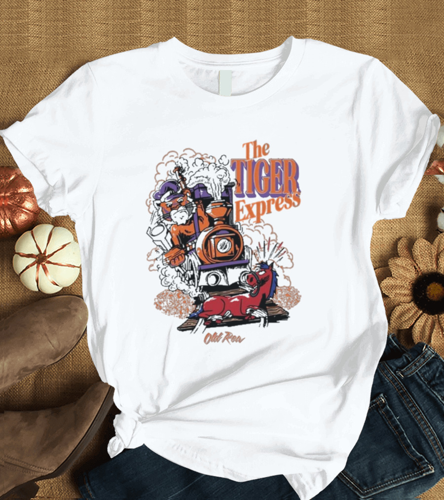 The Tiger Express Old Row Tiger Engineer With Train and Horse T-Shirt