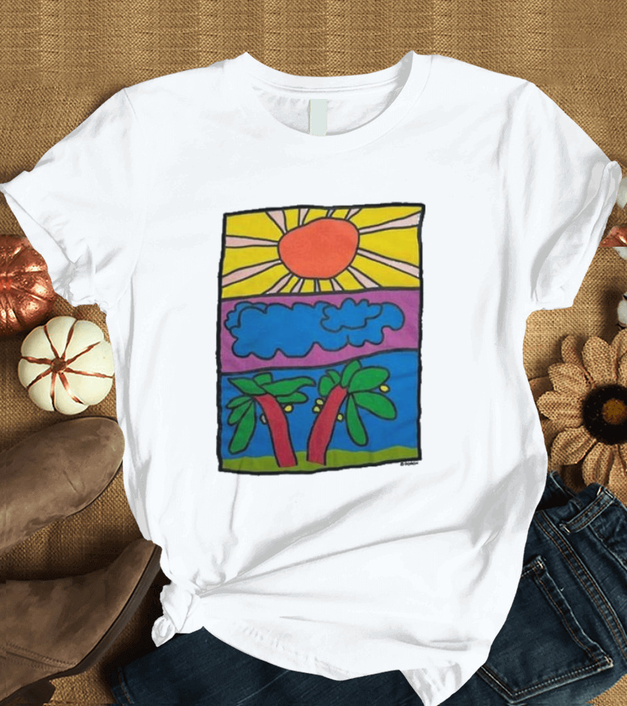 Vintage Doron Sun Cloud Landscape 2024 Palm Trees T-Shirt