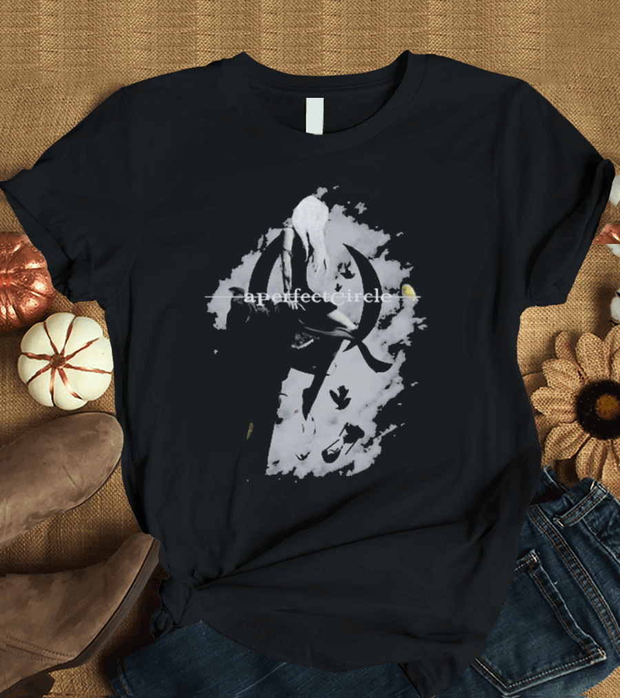 A Perfect Circle Grunge Style Angel Figure with Crescent T-Shirt