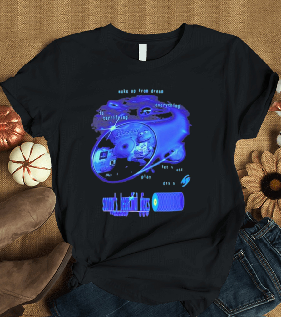 Frogger Everything is Terrifying Let Yourself Play Scruff's Beautiful Discs CHANNEL17 T-Shirt