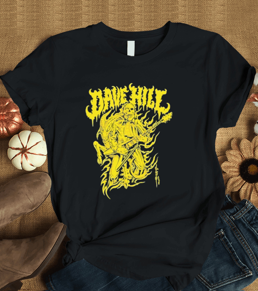 Dave Hill Skullface Yellow Flame Guitar Art by Tim Lehi T-Shirt