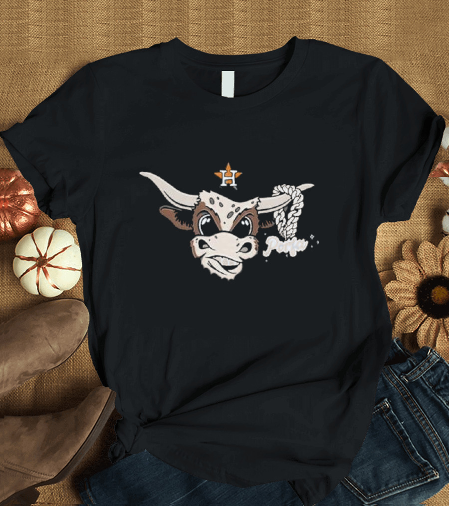 Houston Bull with Rope Chain and Por Favor Text T-Shirt