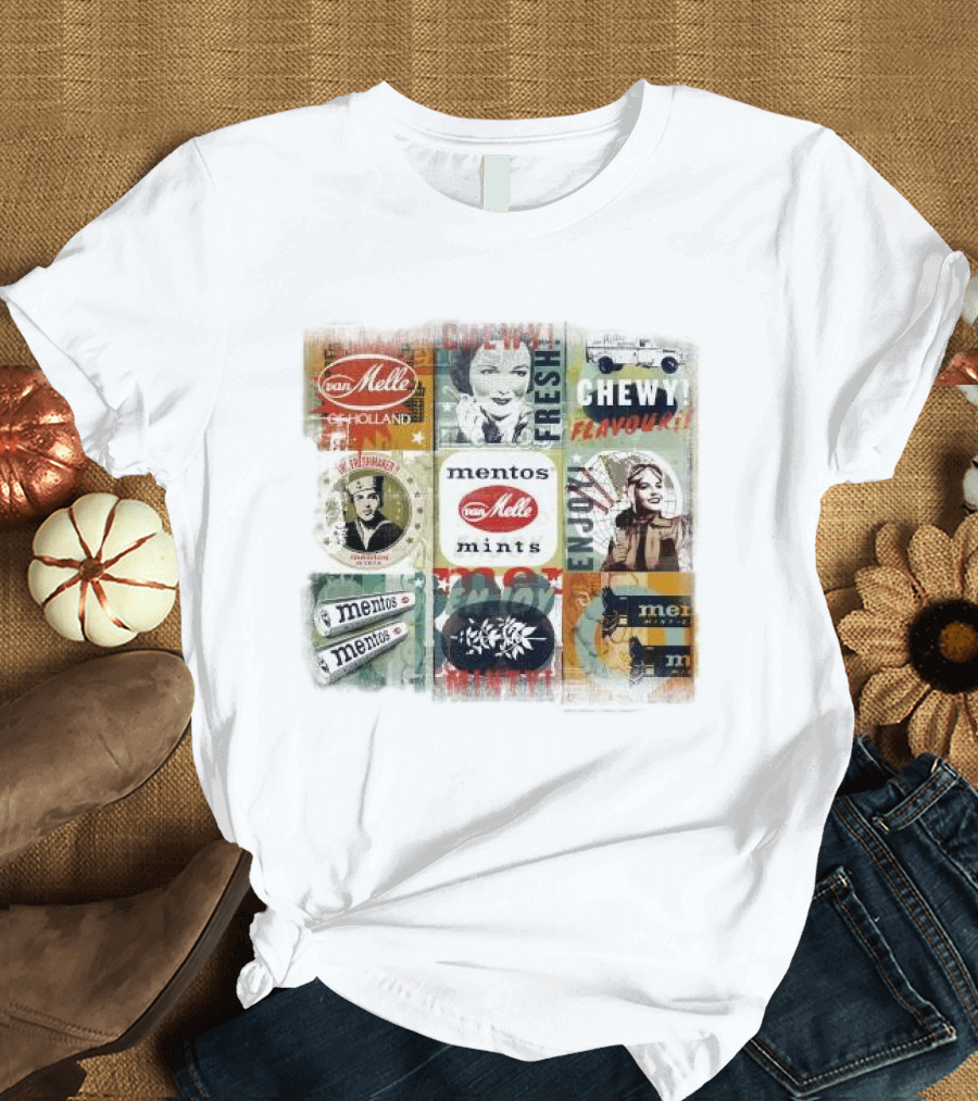 Van Melle Mentos Fresh Minty Chewy Flavours Collage Enjoy Holland Mints T-Shirt