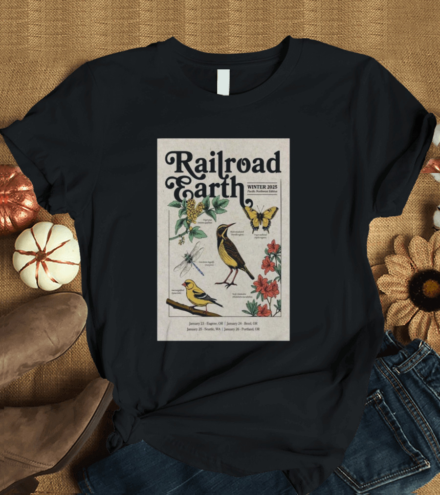 Railroad Earth Winter 2025 Pacific Northwest Edition January Tour Dates Eugene Bend Seattle Portland T-Shirt