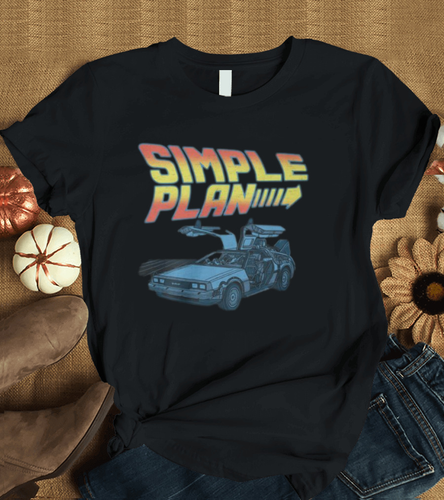 SIMPLE PLAN Time Travel Car Retro Style Cutout T-Shirt