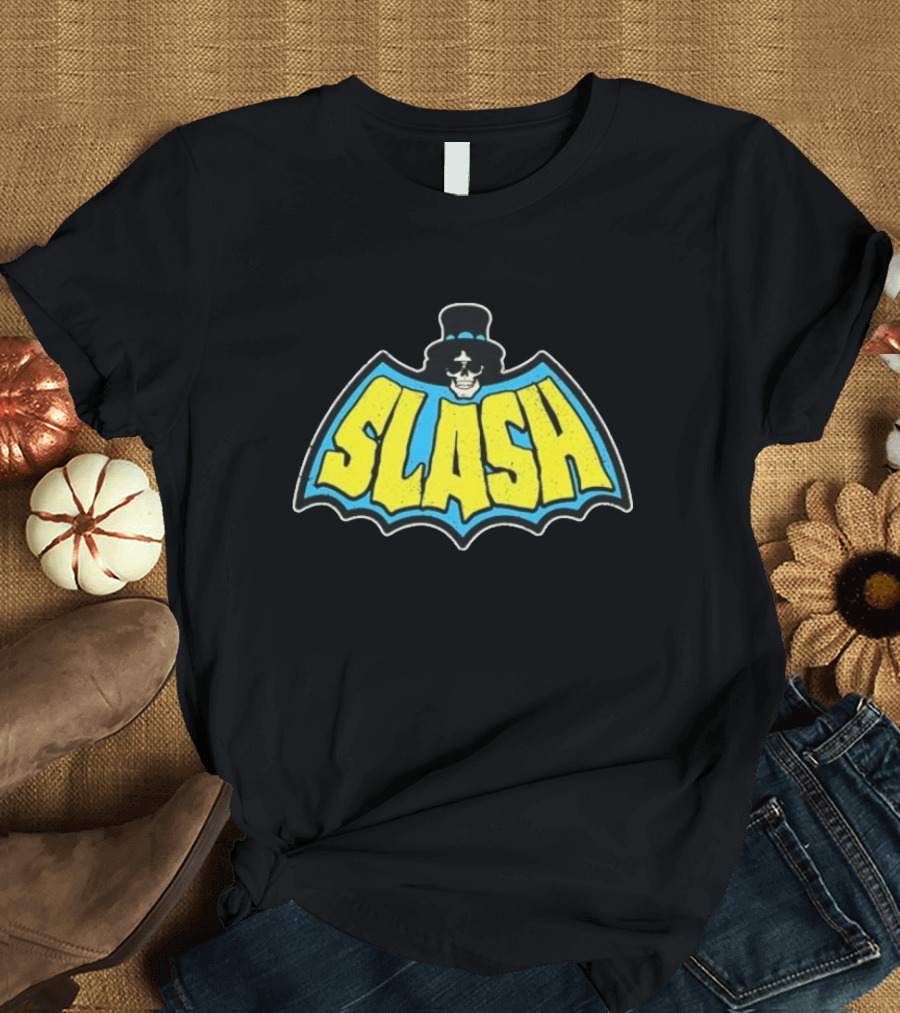SLASH Batman Inspired Logo with Top Hat and Skull T-Shirt