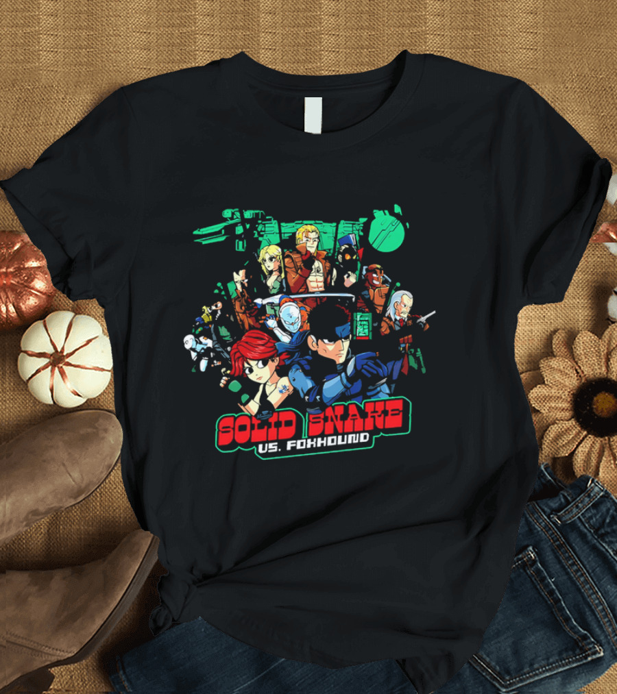 Solid Snake vs Foxhound Cartoon Characters Comic Style Adventure T-Shirt