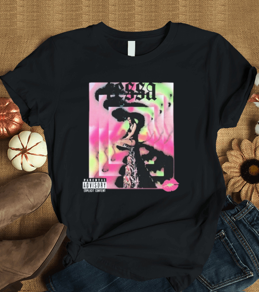 Tessa Mirror Kiss Parental Advisory Pink and Green Spiral T-Shirt