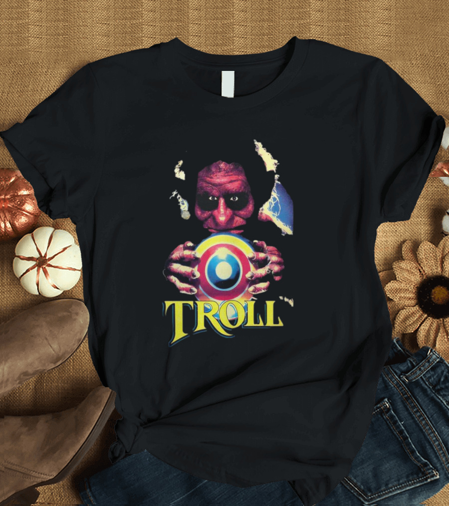 Troll Creepy Character Holding Colorful Orb T-Shirt