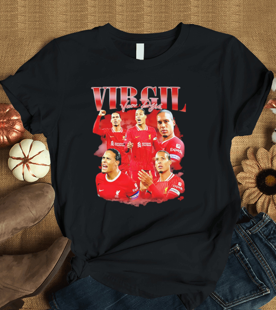 Virgil Van Dijk Liverpool FC Number 4 Captain Liverpool Red Jersey T-Shirt