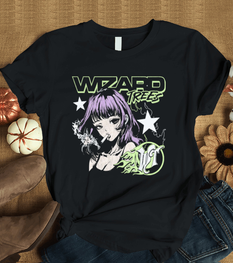 Wizard Trees Anime Waifu Smoking Concept T-Shirt