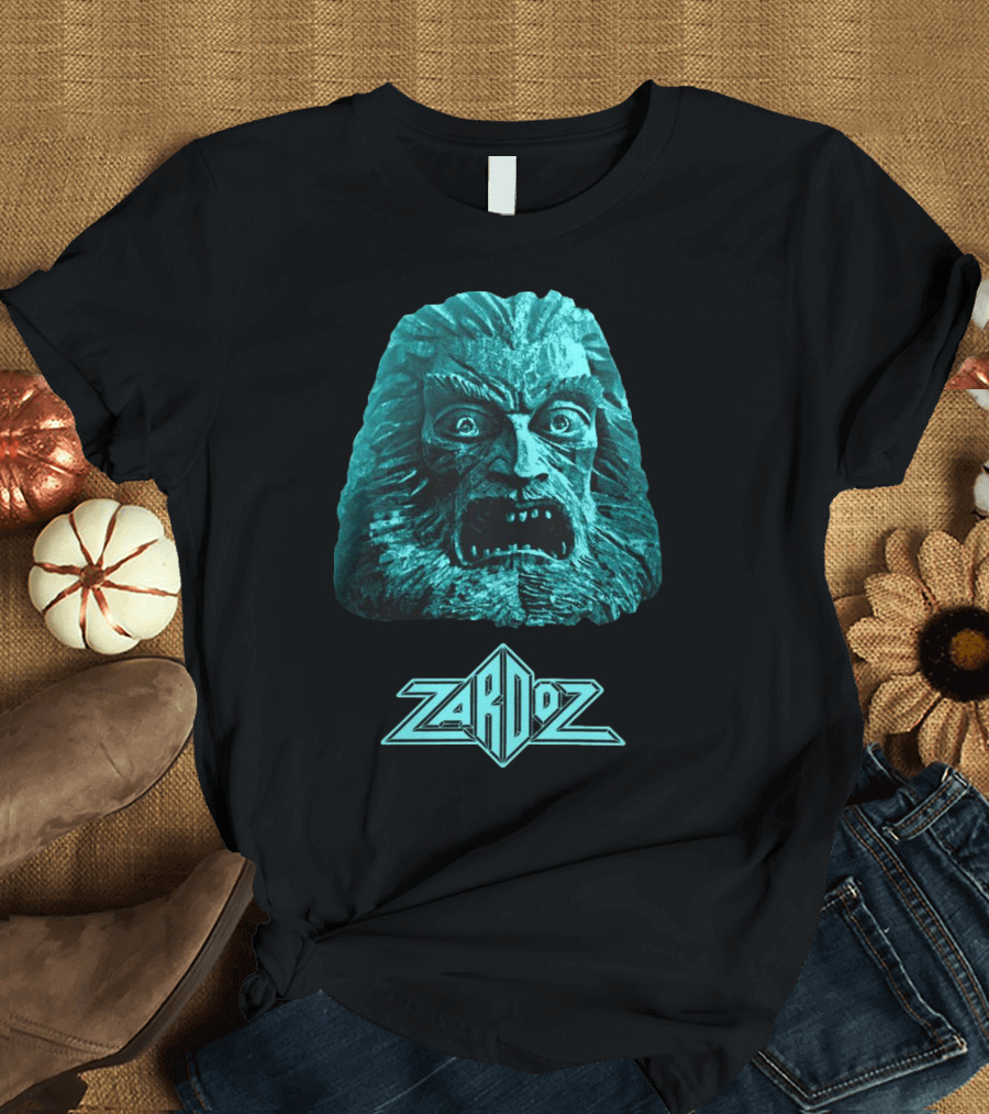 Zardoz Stone Head Blue Face with Logo T-Shirt