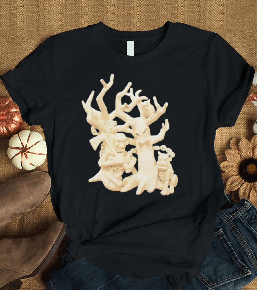 Spooky Woods Woodland Tree Creature with Owl and Frog T-Shirt