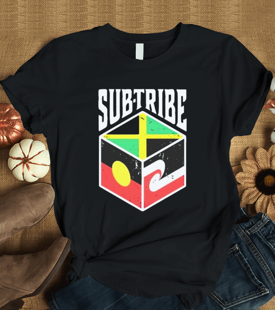 SUB-TRIBE Flag Cube with Aboriginal Jamaica Maori Colors T-Shirt