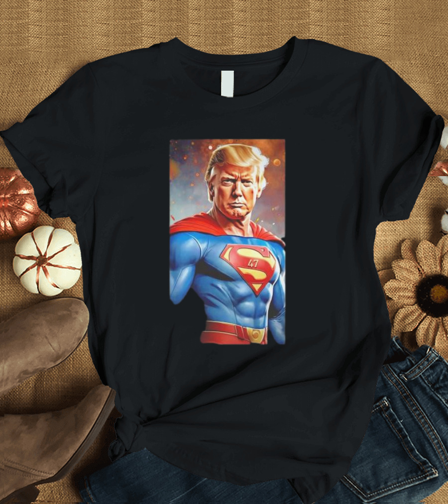 Superman Donald Trump 47th President Cape Emblem T-Shirt