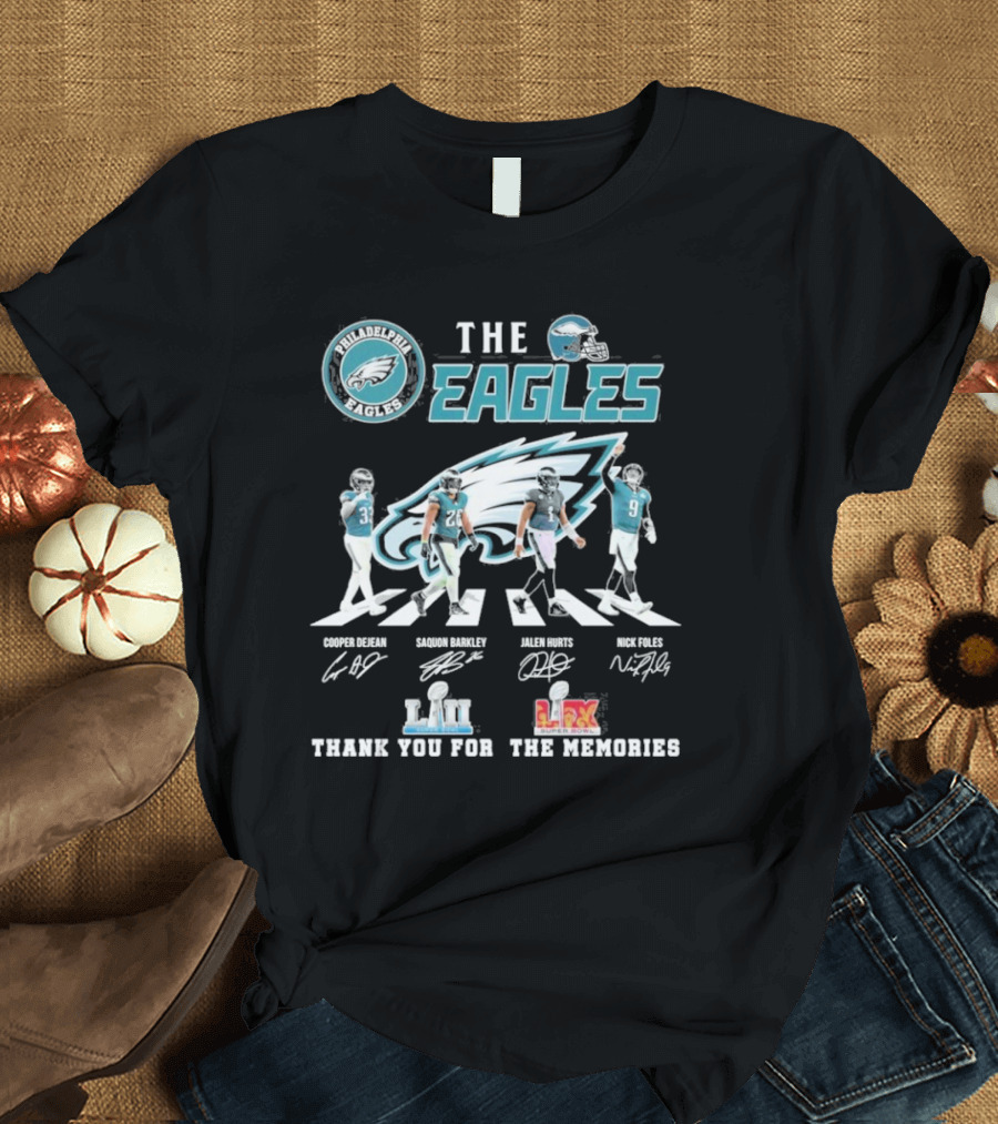 The Eagles Abbey Road Super Bowl Champions LII and LIX Thank You for the Memories T-Shirt