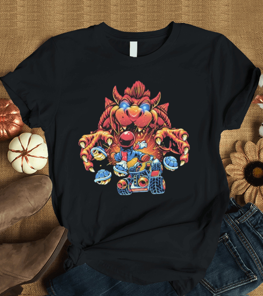 The Final Boss Retro Gaming Monster Battle with Kart Racer and Turtle Shells T-Shirt