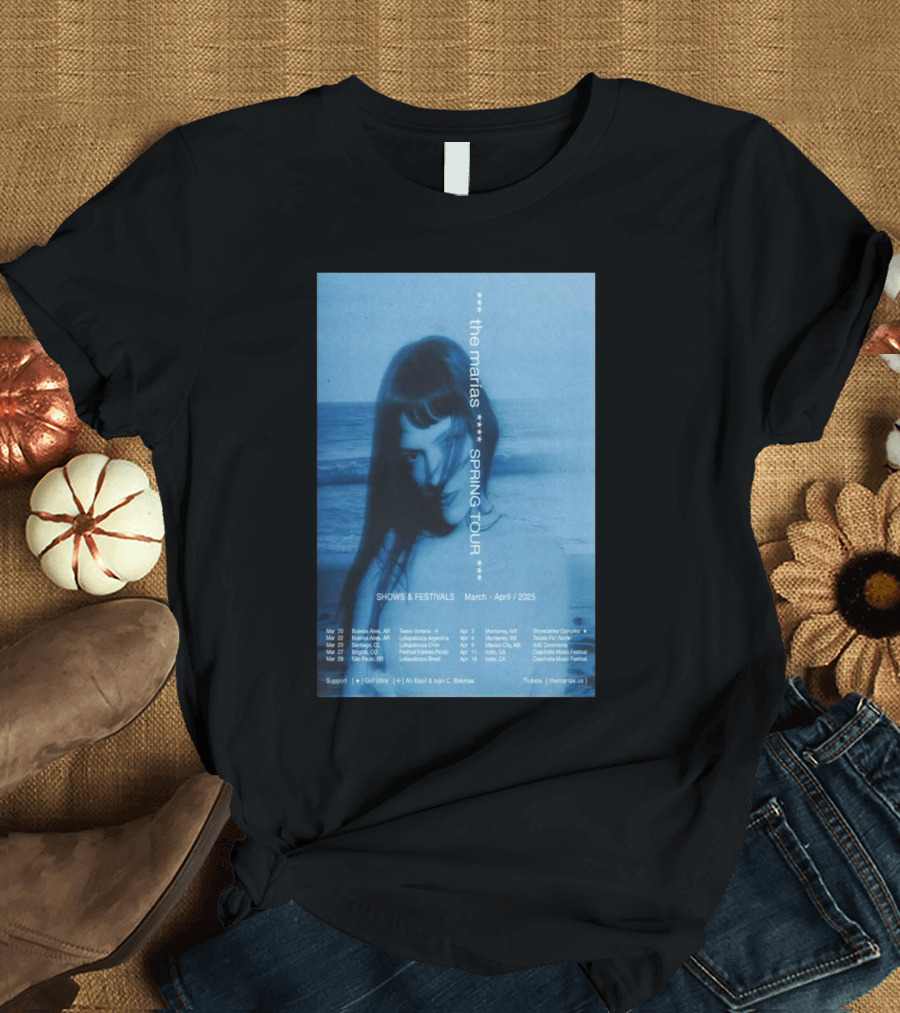 The Marías Spring Tour 2025 Shows and Festivals March April with Girl Ultra Iván C. Bakmas T-Shirt