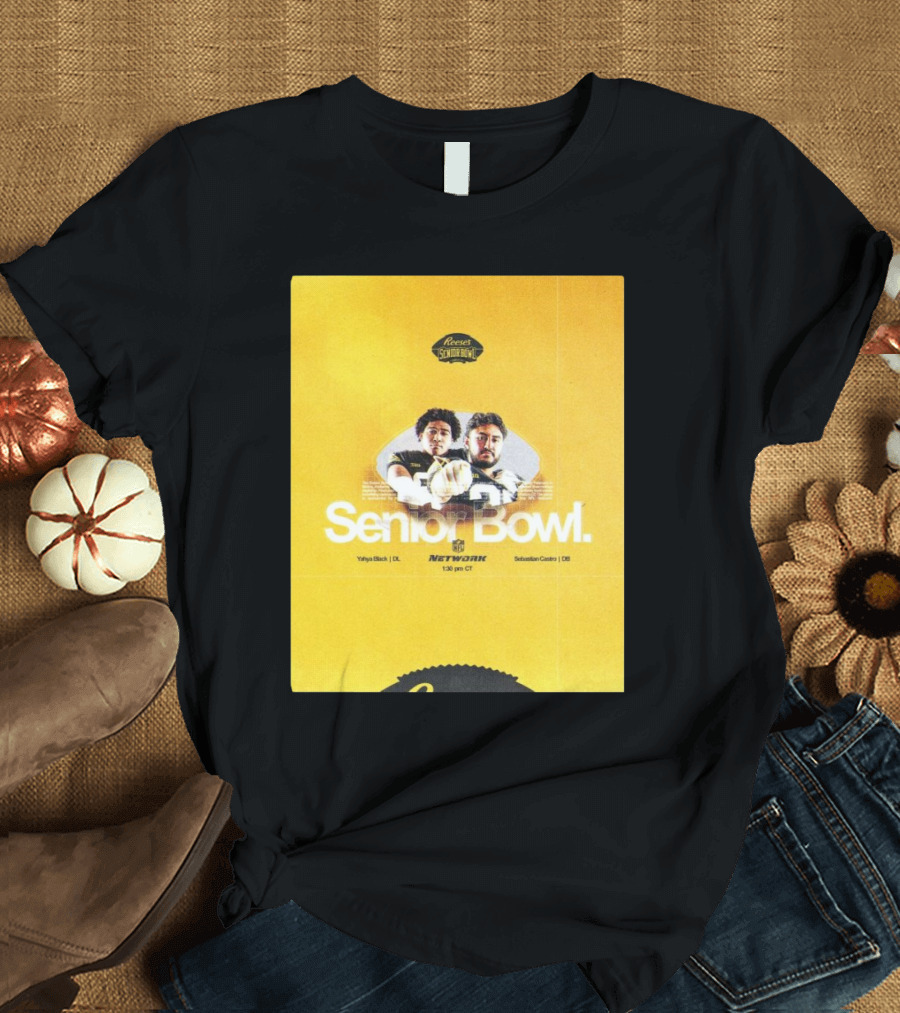 Reese's Senior Bowl Yahya Black Sebastian Castro 2025 Network Texas Tech Football February 1 T-Shirt