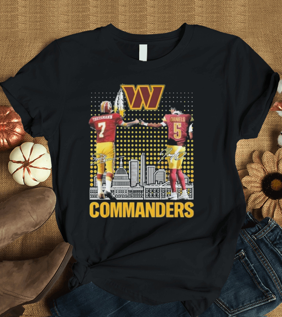 Commanders Theismann Daniels Football Signatures T-Shirt