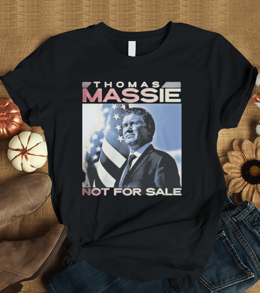Thomas Massie Not For Sale American Flag Portrait T-Shirt