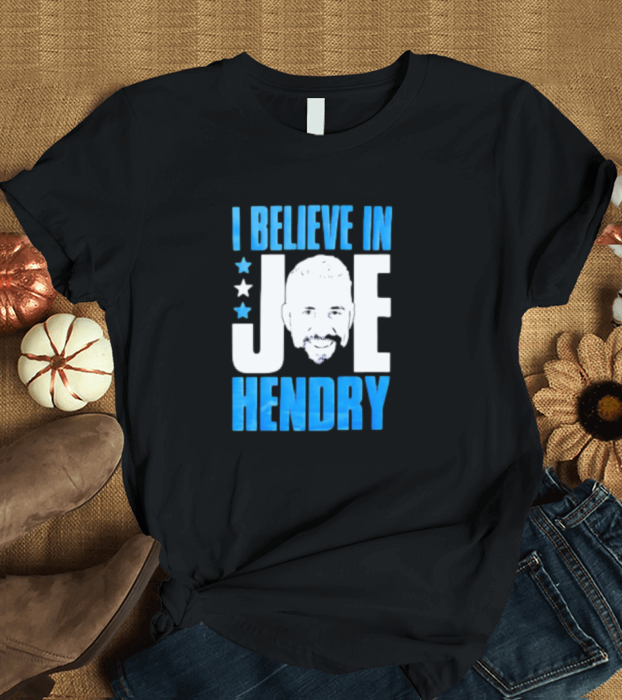 TNA I Believe in Joe Hendry Blue Text and Stars T-Shirt