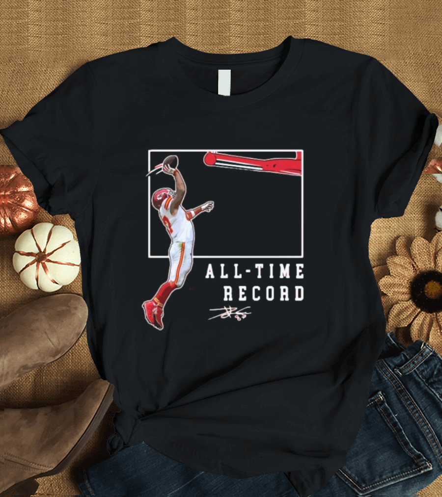 Travis Kelce All Time TD Record Football Jump Art T-Shirt