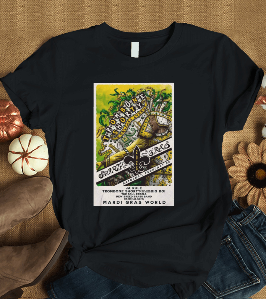 Trombone Shorty Ja Rule Big Boi Mardi Gras World February 22 2025 New Orleans Avenue T-Shirt