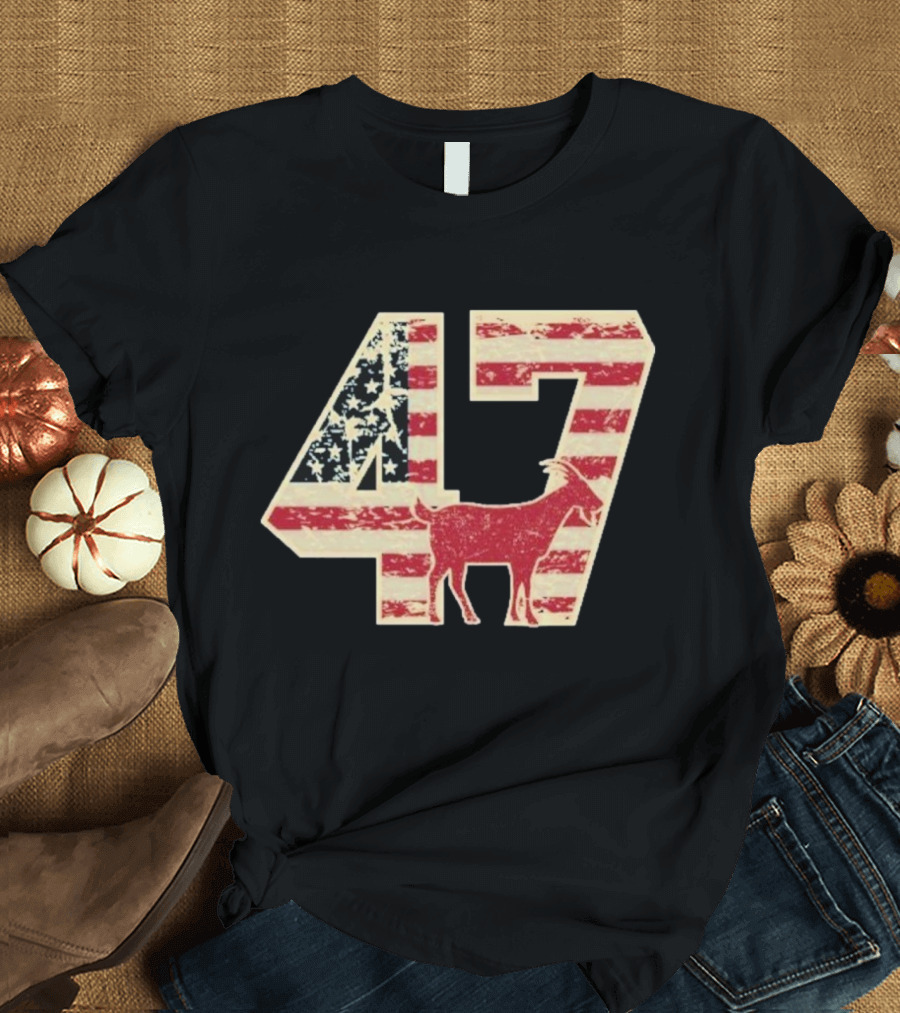 Patriotic GOAT 47 American Flag Stars and Stripes T-Shirt