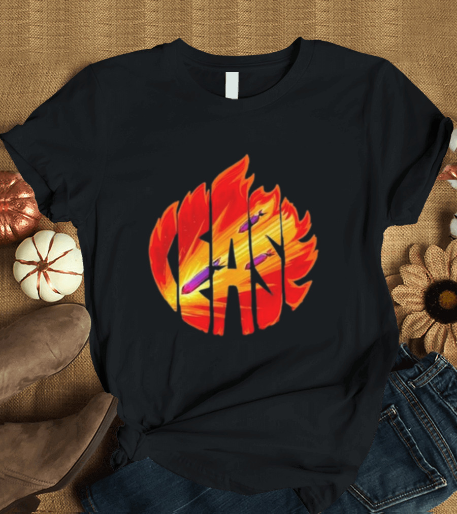 Cease Fire Flame Letters with Missiles T-Shirt