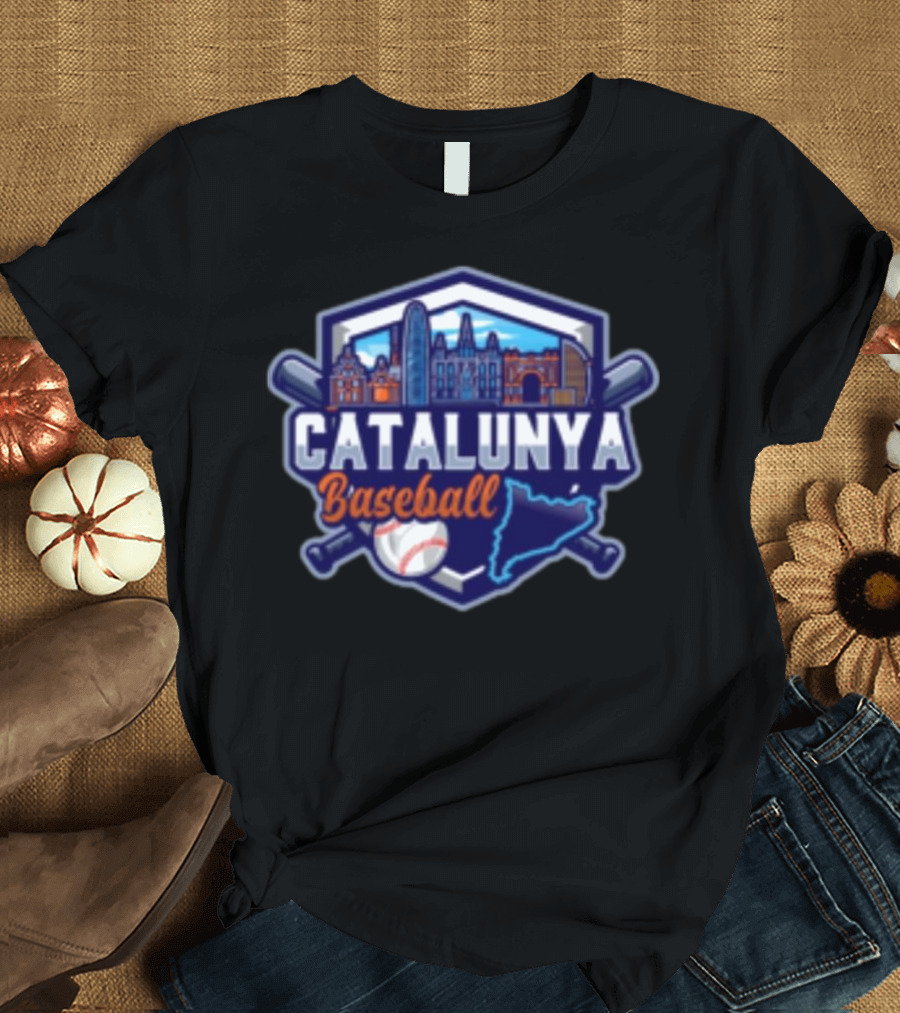 USSSA Catalunya Baseball Week March 11-17 2025 Barcelona Cityscape and Batting Icon T-Shirt