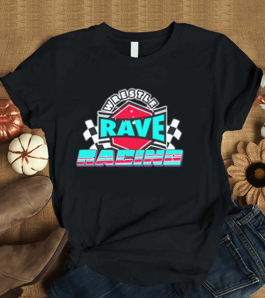 WrestleRave Racing Checkered Flag Retro Style T-Shirt