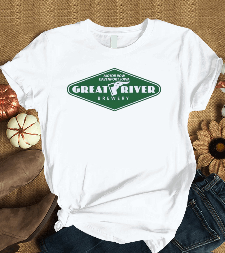 Motor Row Davenport Iowa Great River Brewery T-Shirt