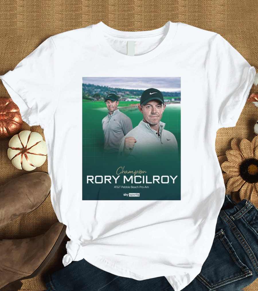 Champion Rory McIlroy AT&T Pebble Beach Pro-Am Sky Sports T-Shirt
