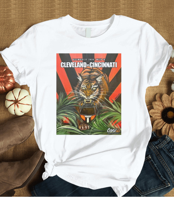 T-Shirt: December 22 2024 Week 16 Cleveland vs Cincinnati Lurking Tiger Football T-Shirt December 22 2024 Week 16 Cleveland vs Cincinnati Lurking Tiger Football T-Shirt