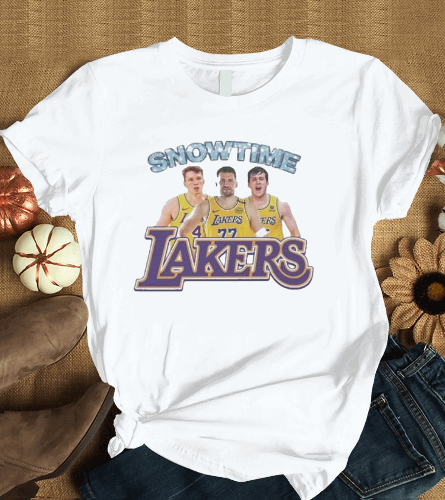 Los Angeles Lakers Snowtime Players Dalton Knecht Austin Reaves Luka Doncic T-Shirt