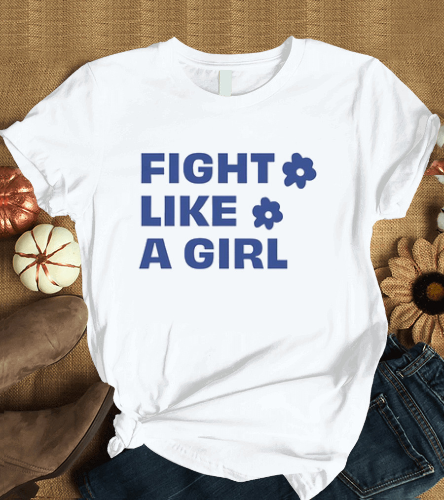 FIGHT LIKE A GIRL WITH FLOWER SYMBOLS T-Shirt
