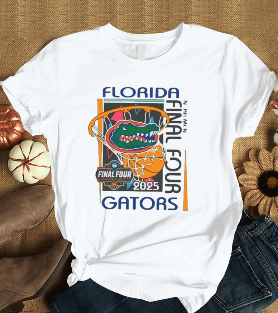 Florida Gators 2025 Final Four Basketball Retro Net Logo T-Shirt
