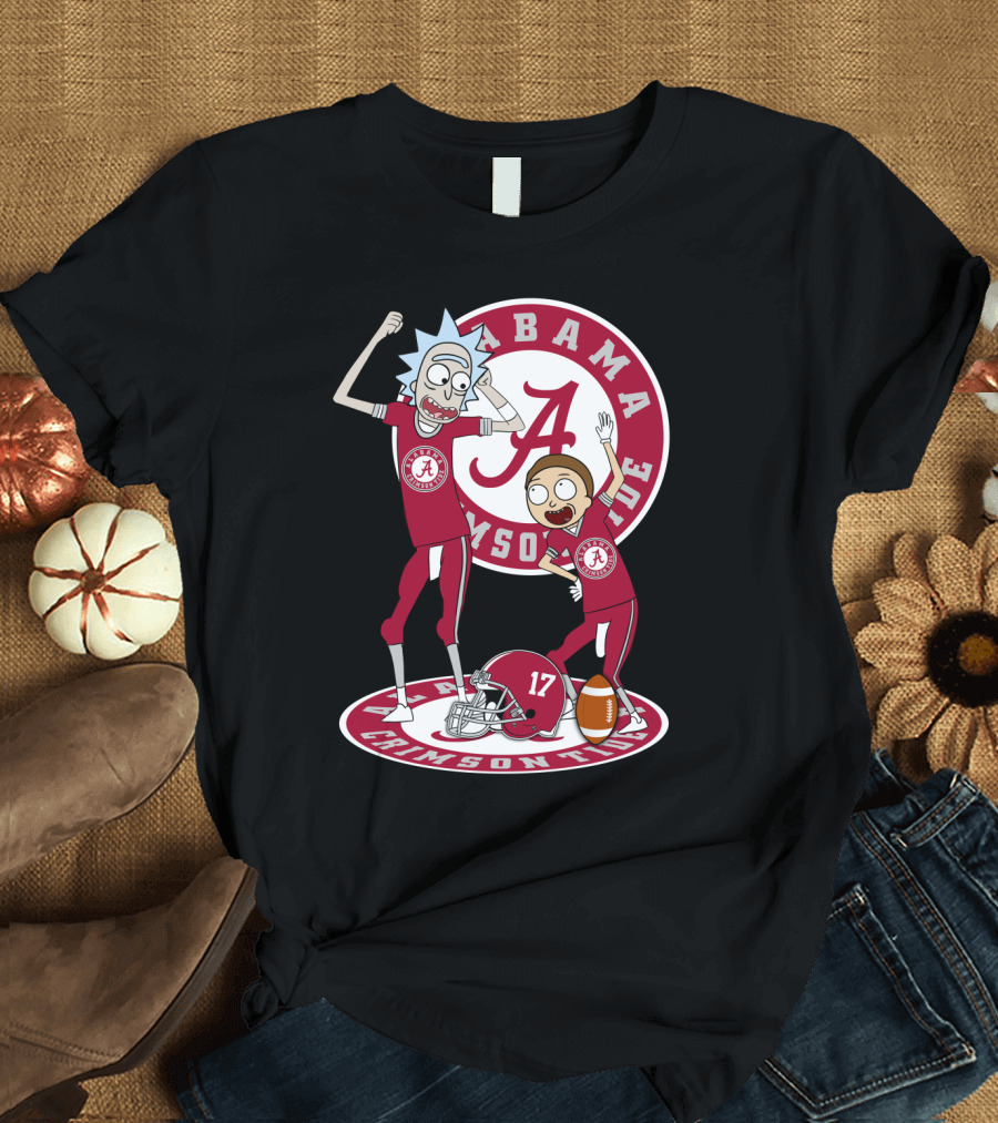 Alabama Crimson Tide Rick and Morty Football Parody NFL Crossover T-Shirt