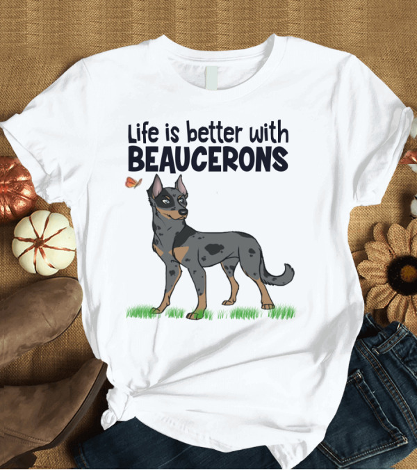 T-Shirt: Life is Better with Beaucerons Butterfly and Dog T-Shirt Life is Better with Beaucerons Butterfly and Dog T-Shirt