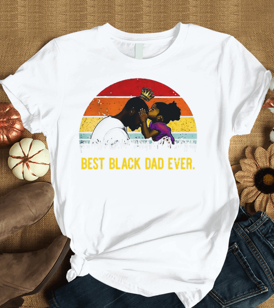 BEST BLACK DAD EVER CROWN SUNSET STRIPES T-Shirt