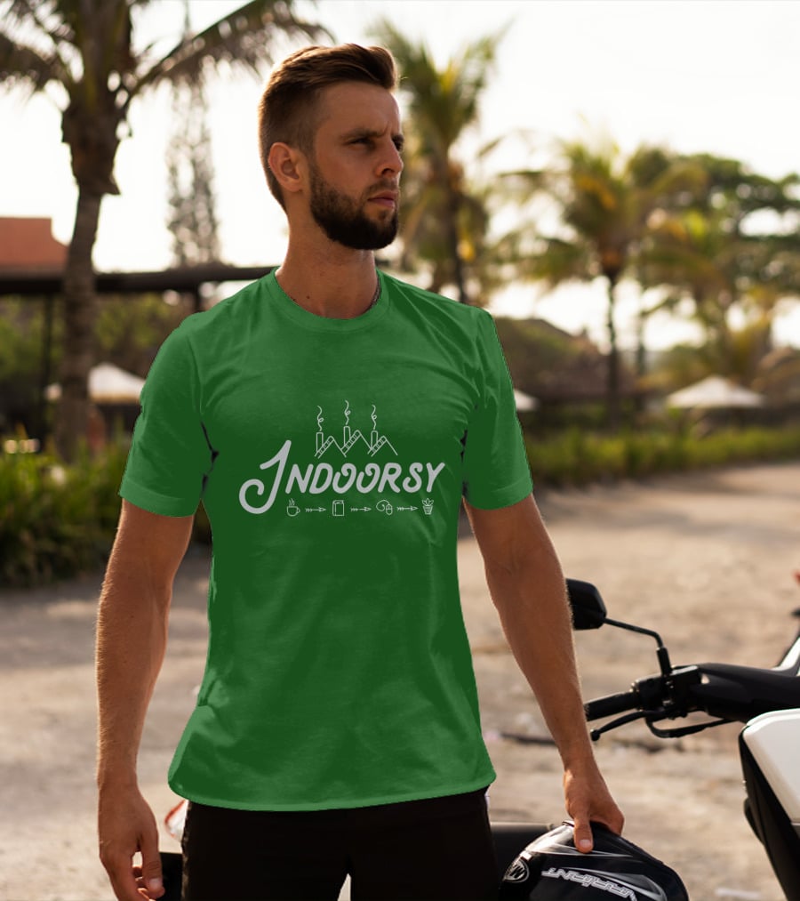 Indoorsy Smoke Coffee Book Music Plant Icons T-Shirt