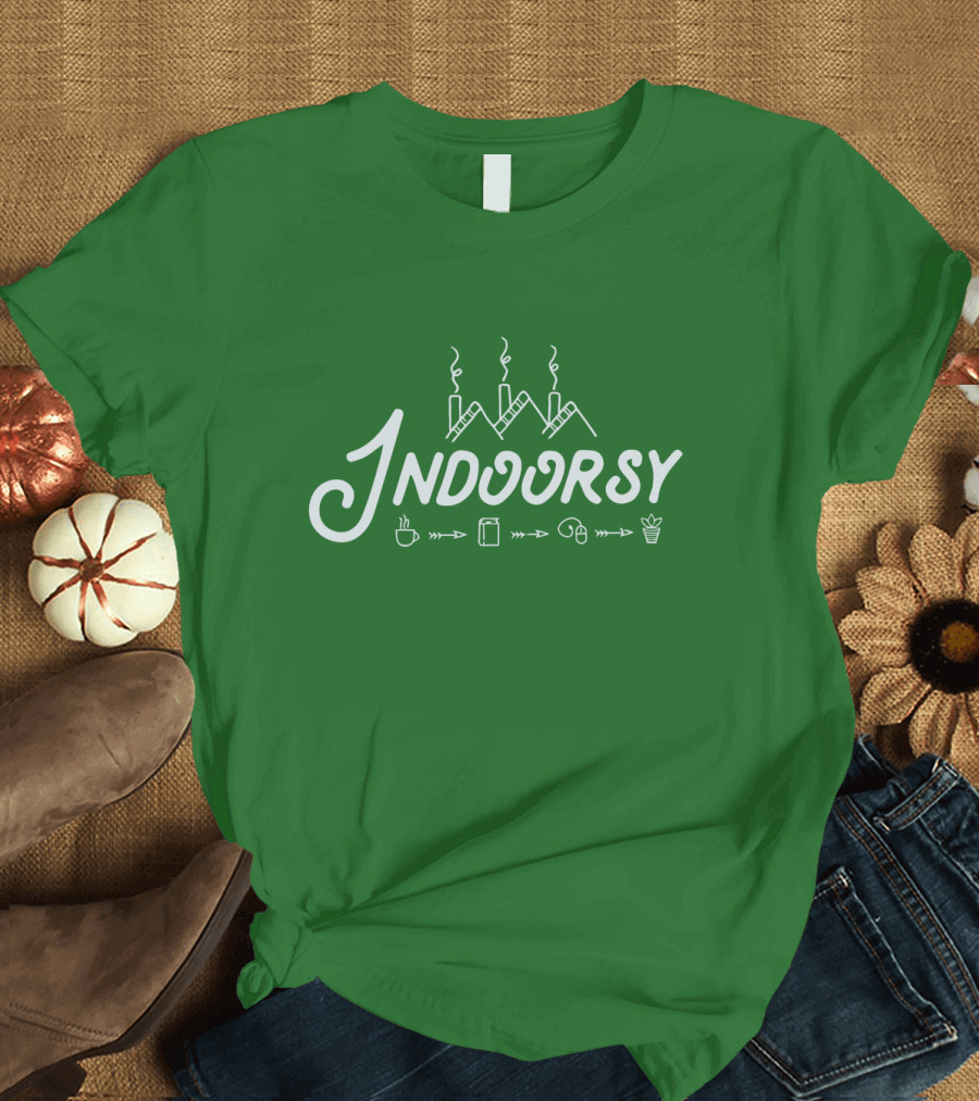 Indoorsy Smoke Coffee Book Music Plant Icons T-Shirt