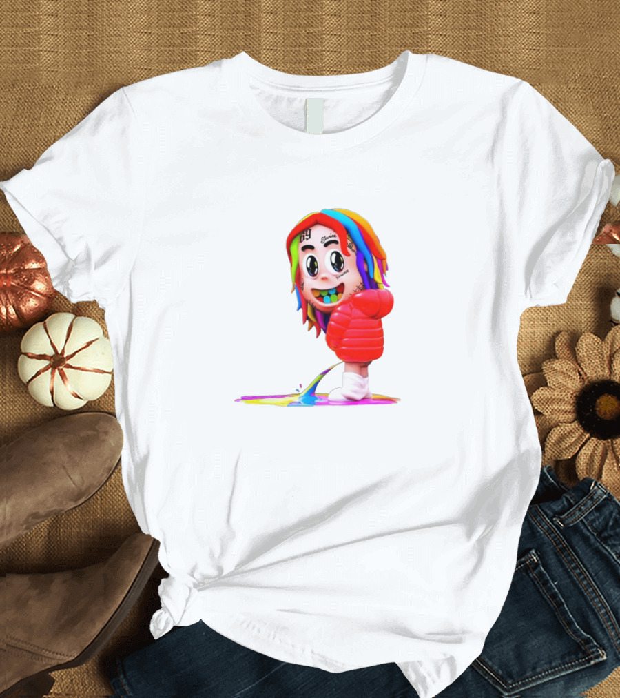 Sixnine Rainbow Hair Cartoon Character Merch T-Shirt