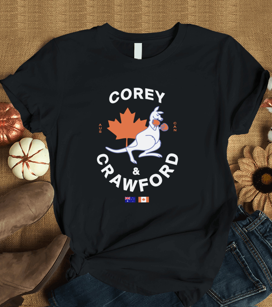 COREY CRAWFORD AUS CAN Kangaroo Maple Leaf Flags T-Shirt