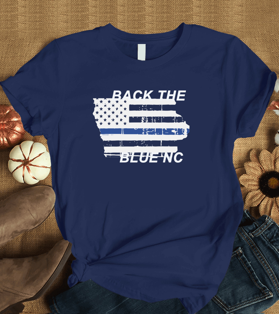 BACK THE BLUE NC American Flag T-Shirt