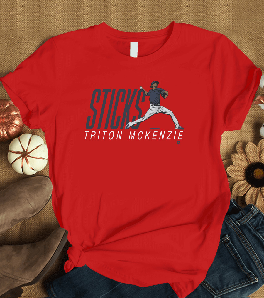 Triston McKenzie Sticks Pitching Motion Red T-Shirt