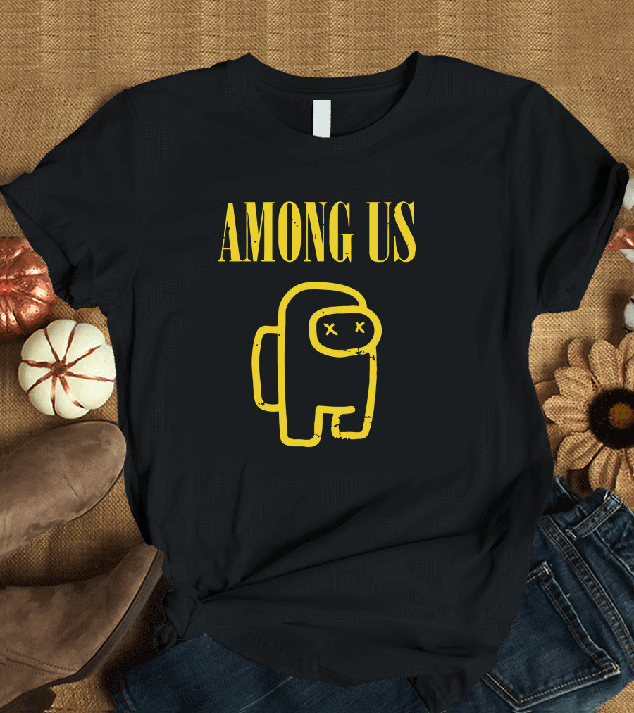 AMONG US Yellow Character Outline with X Eyes T-Shirt