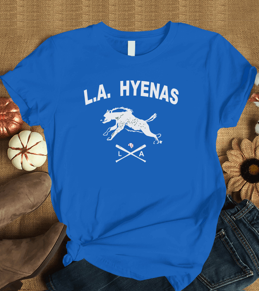 L.A. Hyenas Los Angeles Baseball Hyena with Crossed Bats T-Shirt